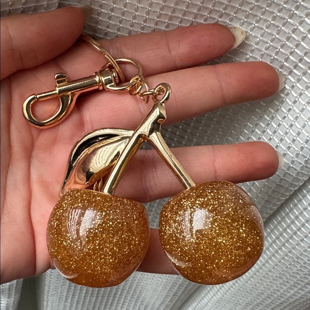 Gold Cherries Bag Charm and Keychain
